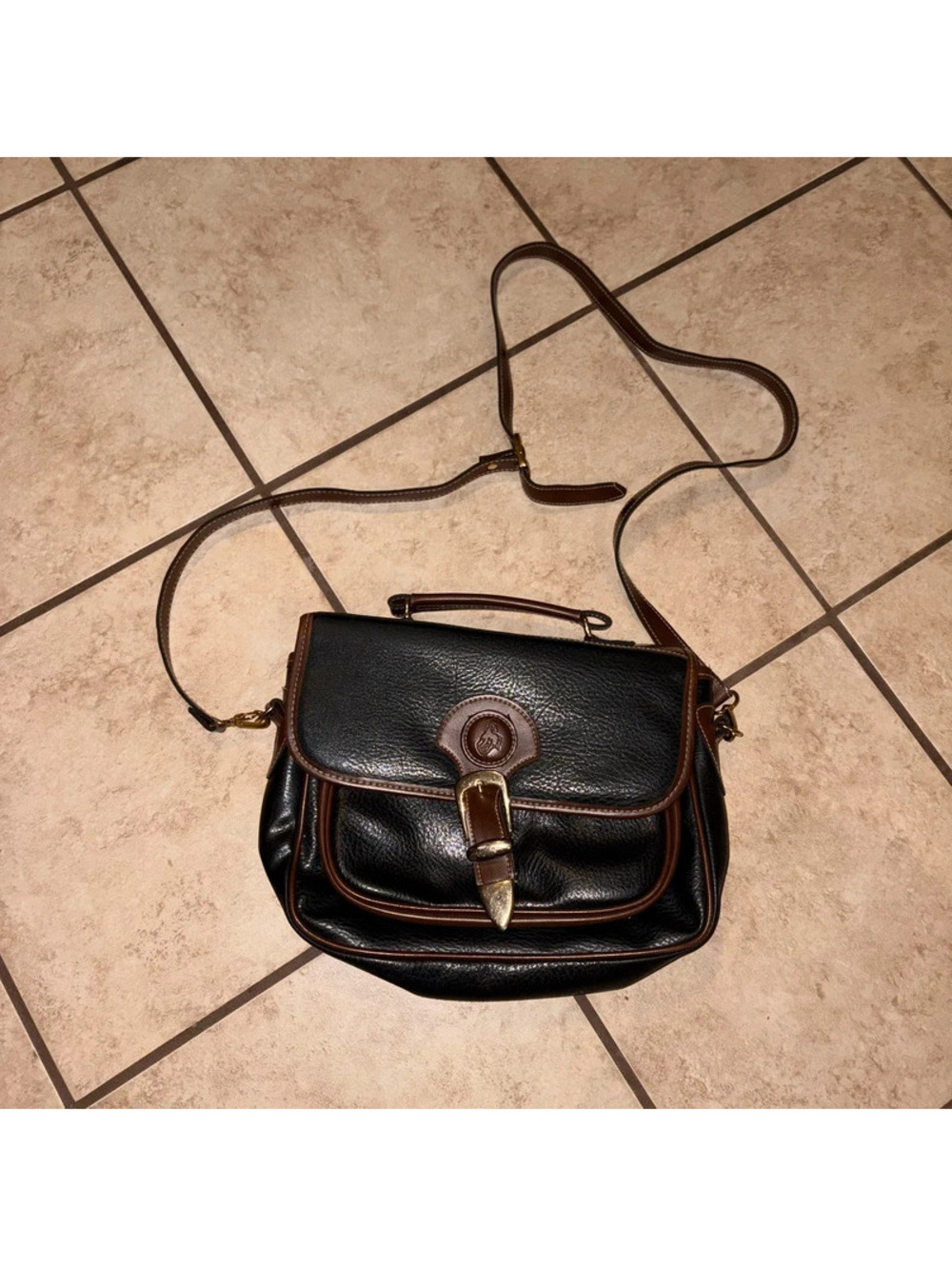 Academia Old School Money Black and Brown Faux Leather Vintage Purse